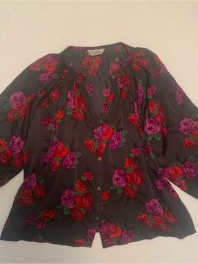 Tucker Silk Blouse Ladies Size Small Smocked